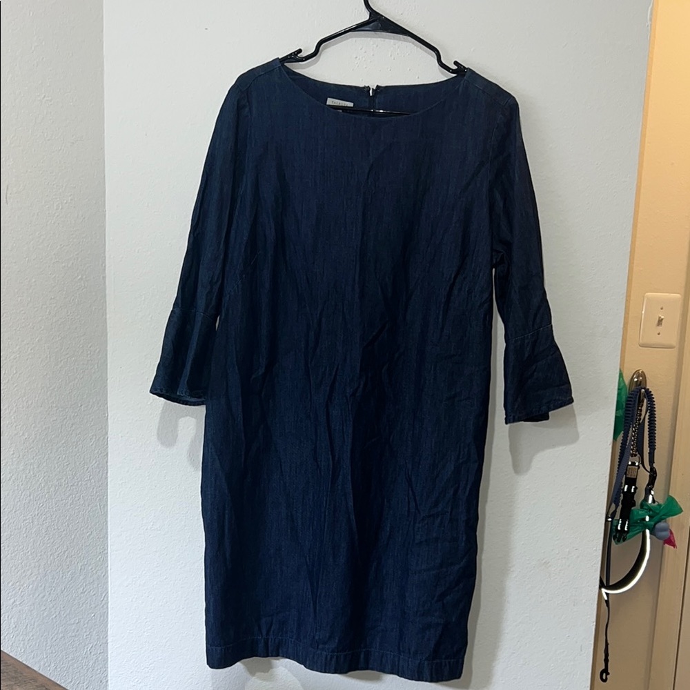 Talbots Blue Sheath Dress with Bateau Neckline